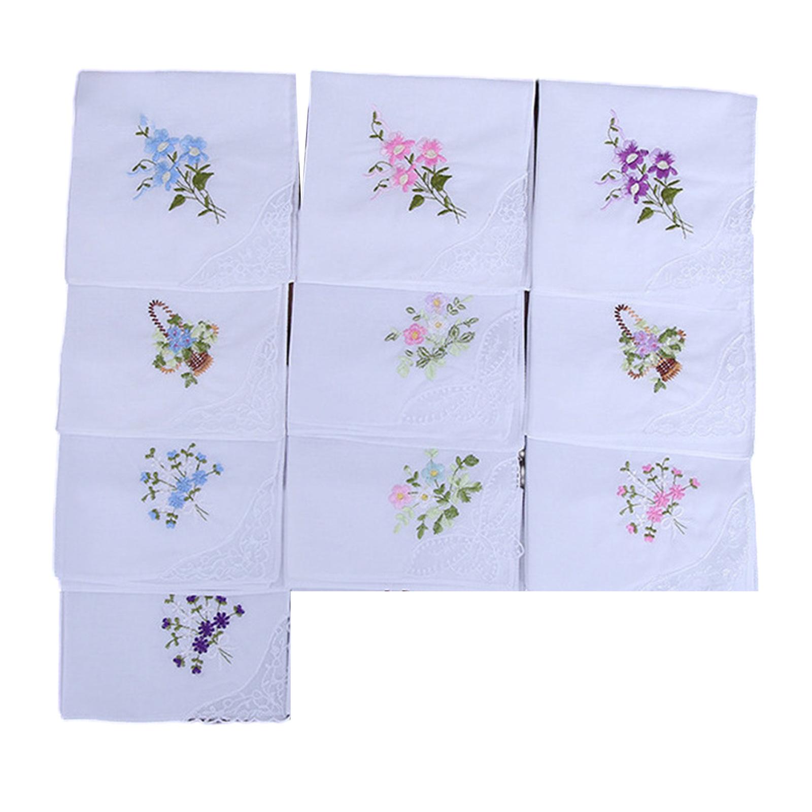 

10pack Breathable Embroidered Handkerchief Delicate White Handkerchief for Elegant Accessories 1