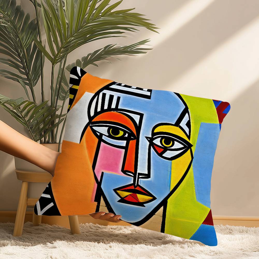 Modern Abstract Painting Pillow Case Short Plush Print Cushion Cover Square Throw Pillow Covers Sofa Home Decor