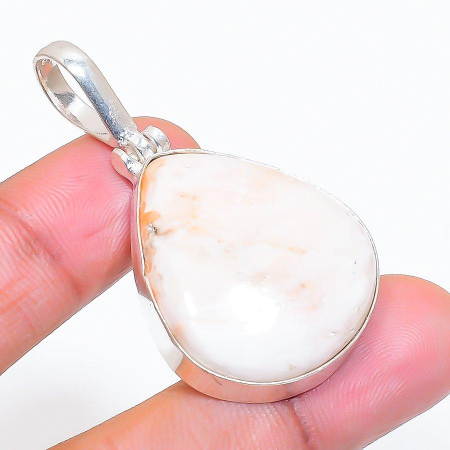 Natural Orange Scolecite Gemstone 925 Sterling Silver Jewelry Pendant 1.89" ZS-403