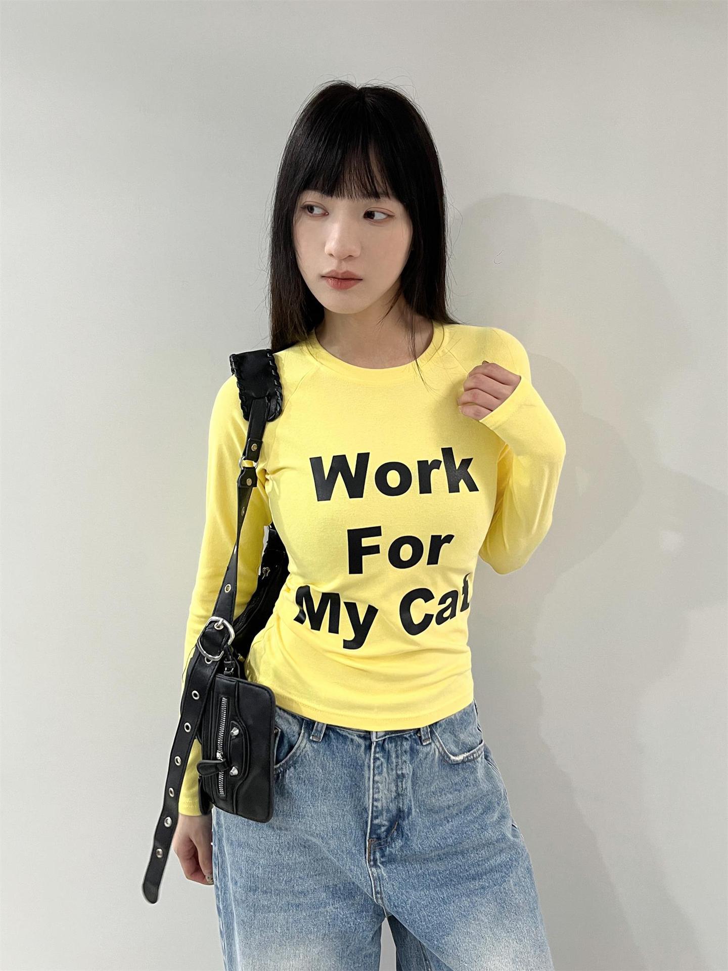 

Yuyi 2026 Women s American Print Raglan Sleeve T-shirt: Slightly Stretchy, Waist-Cinching, Slimming Long Sleeve Top (a5516) One Size жёлтый