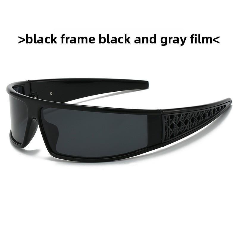 

Futuristic Cat Eye Sunglasses With Uv400 Protection For Riding And Streetwear Looks Black