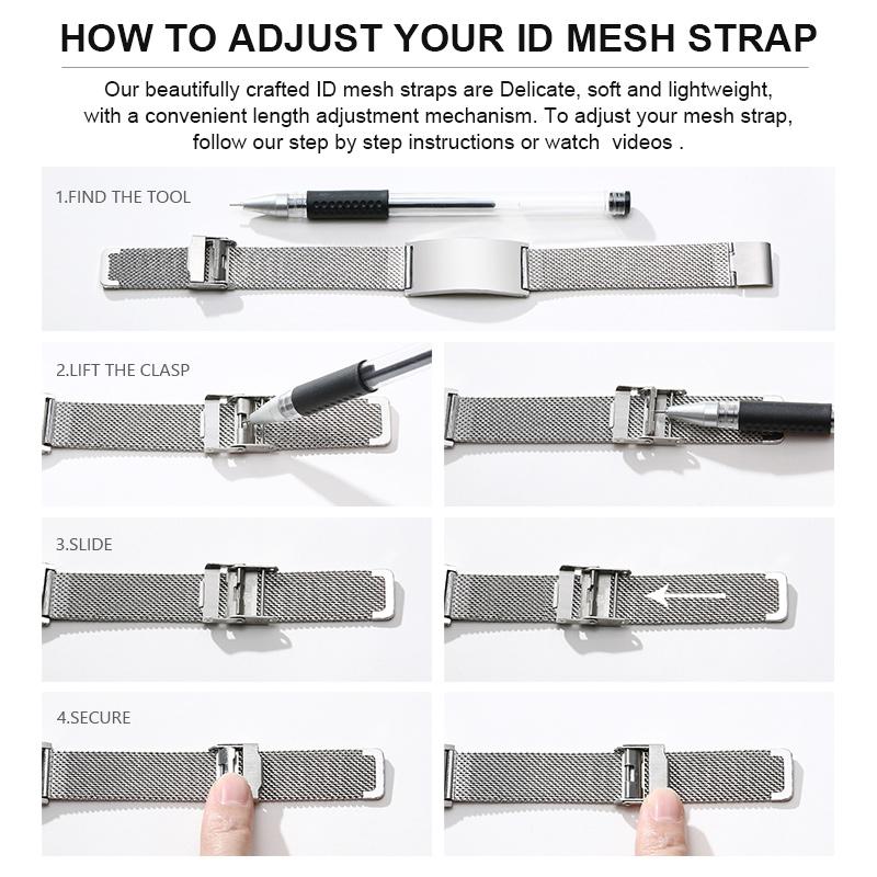 Custom Rose Gold Mesh Bracelet for Women Men Stainless Steel Belt Buckle Wristbands Adjustable 16.5cm To 21cm