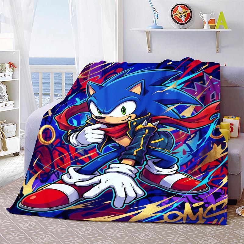 Sonic Soft Flannel Blanket Warm Throw Cozy Lightweight Blanket for Sofa Bed Home Decoration -QJY