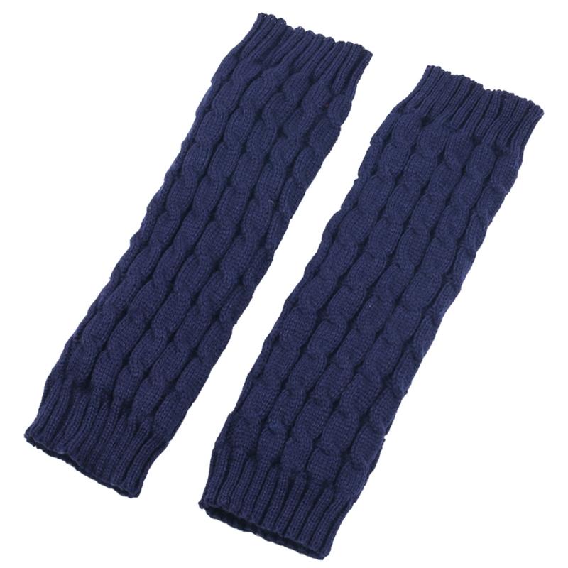Вязаные гетры для женщин, мягкая дышащая вязка, балеткор, пушистая подкладка, теплые гетры темно-синий