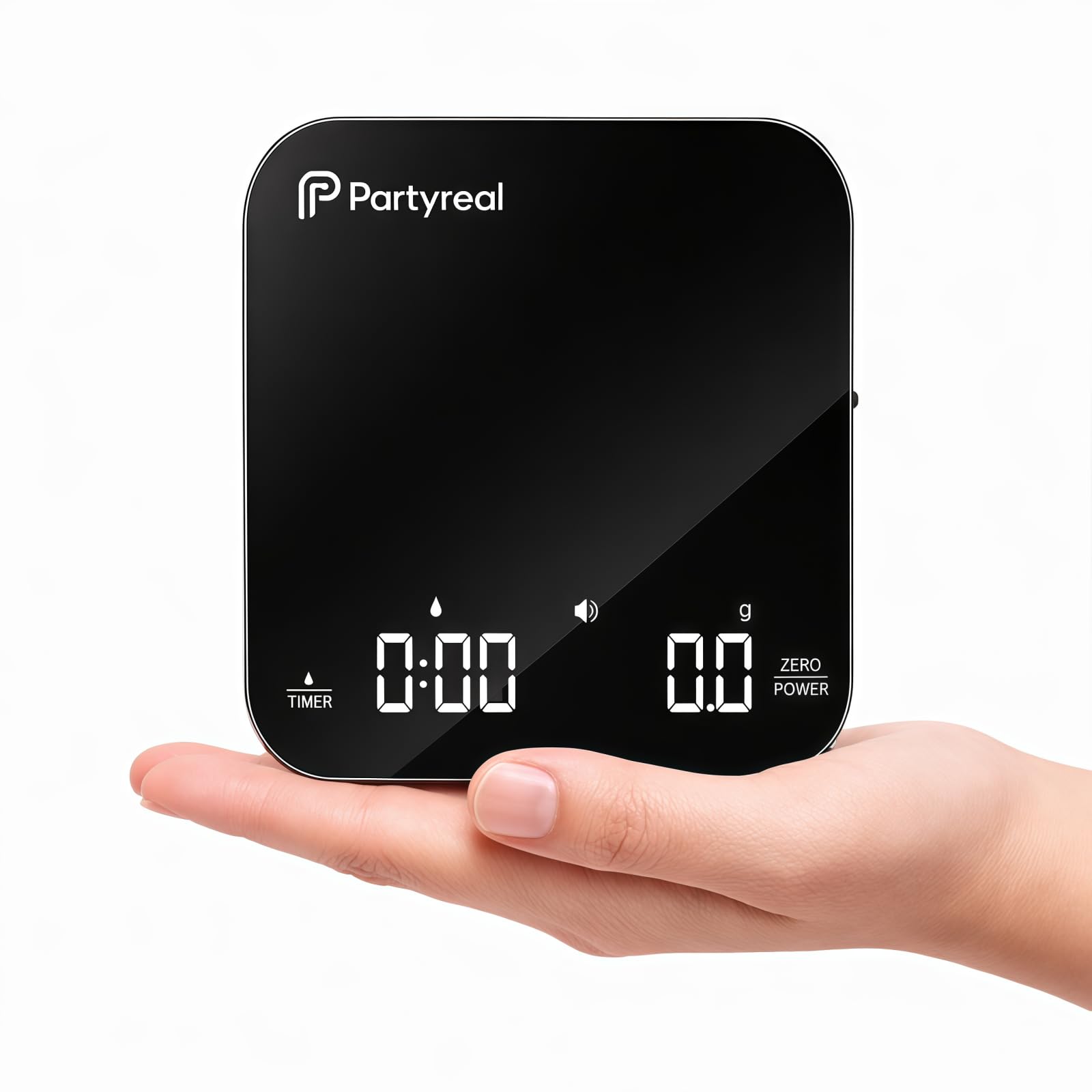 

Partyreal Digital Scale, Slim Type, 3kg/0.1g, Tare Function, g/oz/ml Compatible, Backlit LCD, USB-C Rechargeable + AAA Backup, Black