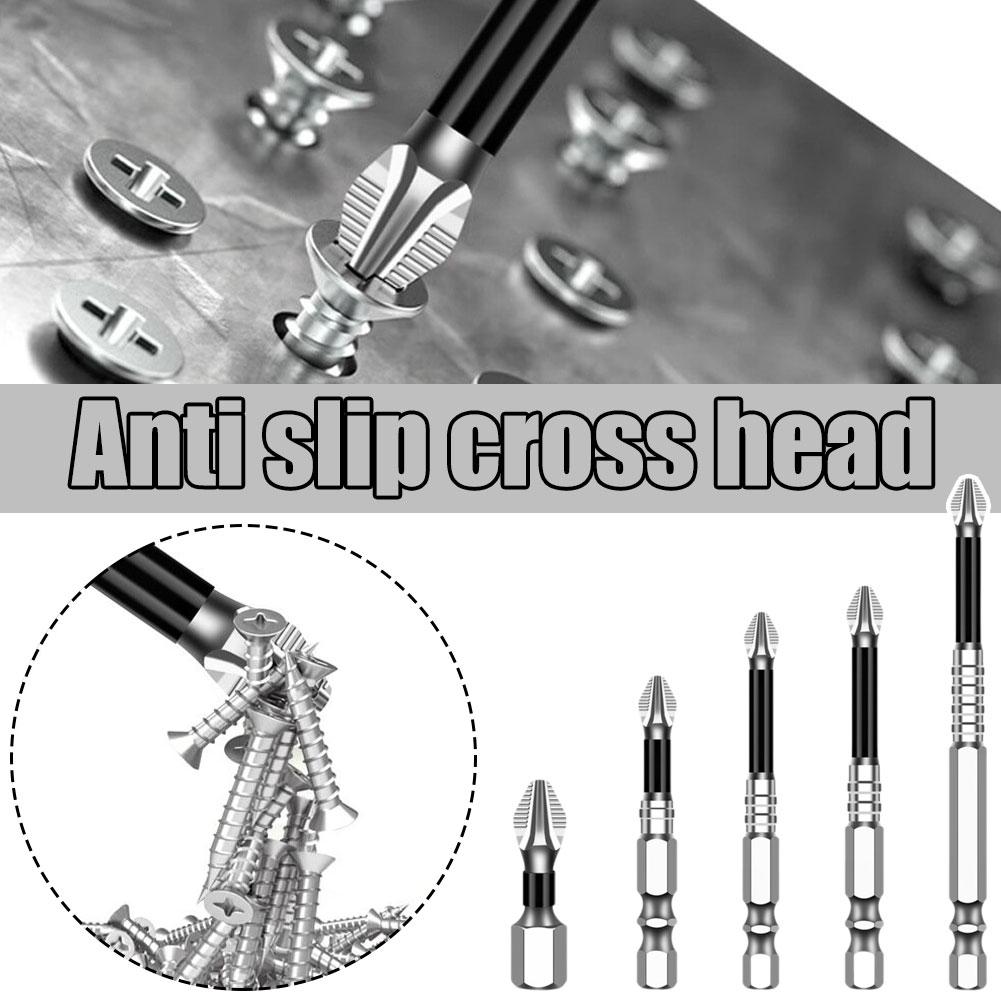 Upgraded Non-slip PH2 Impact Driver Bit Set With Magnetic Phillips Screwdriver Tool Impact Resistance WaterProof Bits 5pcs