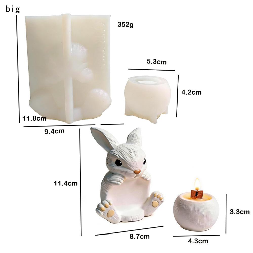 Rabbit Candle Holder Silicone Mold Detachable Decorative Bowl Soy Wax Handmade Decoration Tool Candle Mold