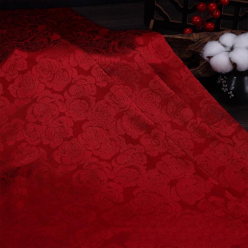 Wide 150cm Rose Jacquard Fabric for Needlework Cheongsam Dress Pajamas Costume Diy Sewing Soft Micro Elastic Cloth