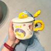High-value Ceramic Cup with Lid and Spoon, Cute Water Cup, Female Mug, Home Office Coffee, Breakfast Cup