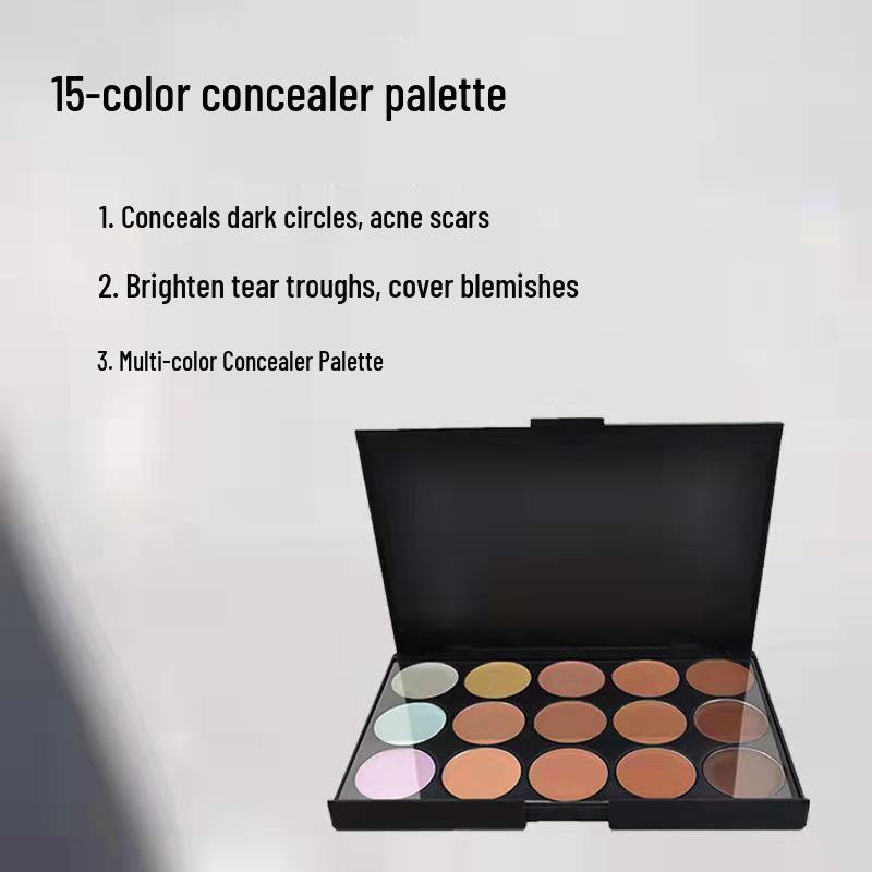 15-Color Waterproof Long-Lasting Concealer Palette for Dark Circles