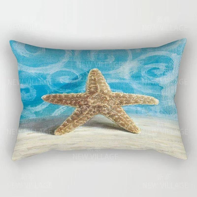 Home Decor Seashells & Starfish Beach-Themed Pillow Covers Pattern Cushion Cover Suitable for Sofa Bedroom Car Pillow Cover