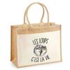 Beach Bag - PLANETEE - Jute with Wolf Pocket It's Life - Cotton - 43x33 Cm - Printed In France