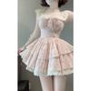 Japanese Sweet Summer Small Flying Sleeves New Floral Waist Dress Female Student Princess Fluffy A-word Short Skirt