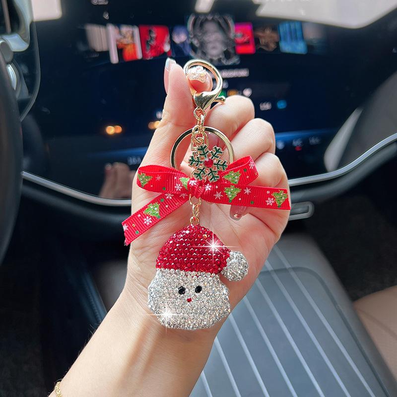 Christmas Decorations With Diamonds Santa Claus Stockings Car Keys Cute Bags Hanging Gifts