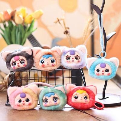 Testa di Bambola in Vinile Gradiente Carina Bambola di Peluche Giocattoli Morbidi Portachiavi Ciondoli Laccio Zaino Ciondolo Borsa Ornamenti da Appendere Regali da Ragazza