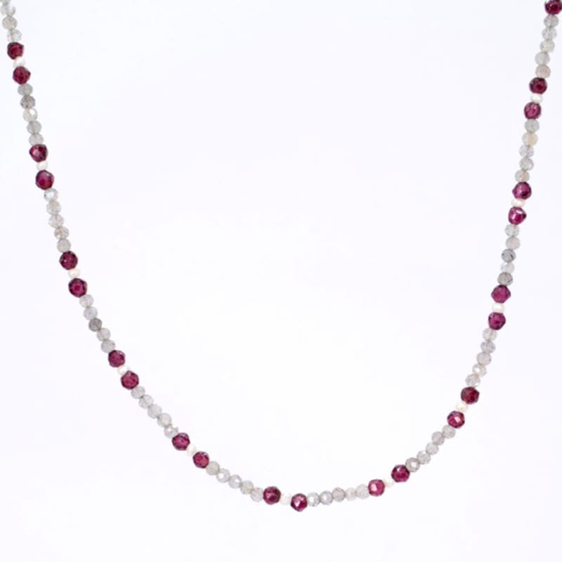 HARANG HR 50N_Pearl Point Garnet Labradorite Beads Necklace