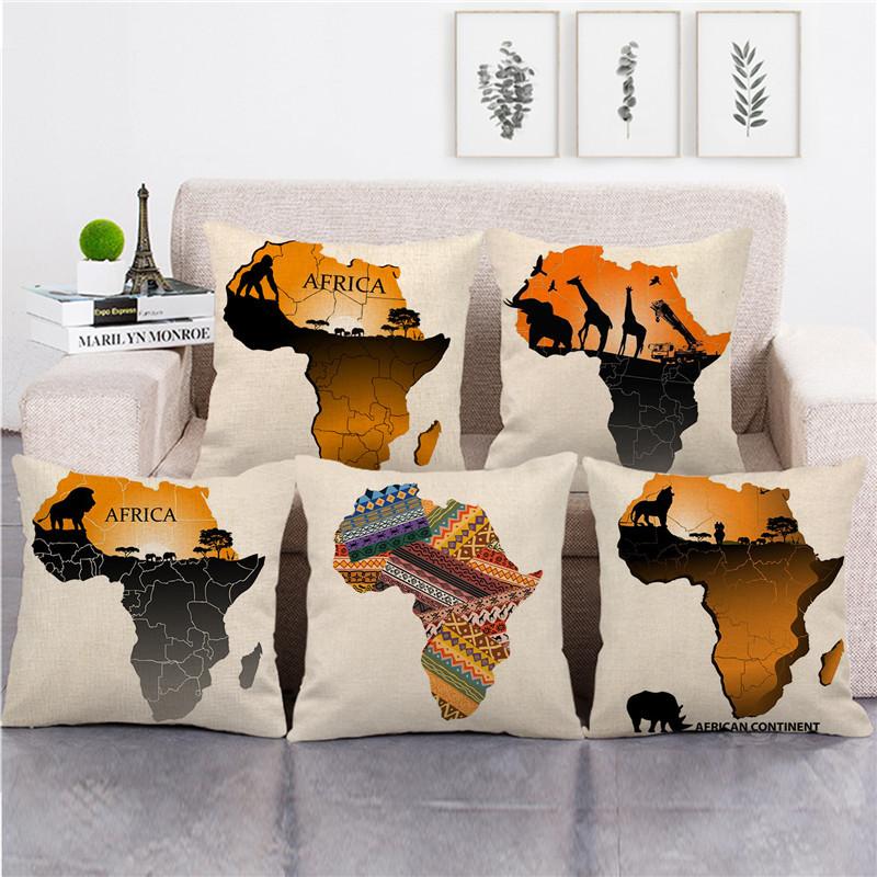 African continent thumbnail Digital printing short plush pillow covers for car sofa office cushion cover home goods 60x60cm