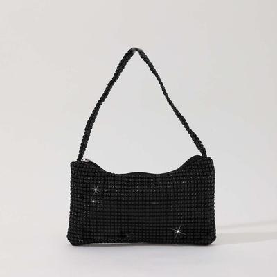 Französische Glänzende Abendbankett-Tasche Temperament Mini Glitzer Schultertasche Unterarmtasche Kleine Geldbörse Strass Handtasche Damen