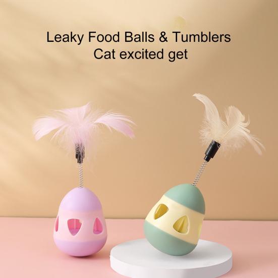 Katzenspielzeug, natürliche Zutaten, zufälliges Schütteln, 360 Grad rund, Würgen, glatt und vorbeugend, umweltfreundlich, Slow Food, PP-Material, Feder