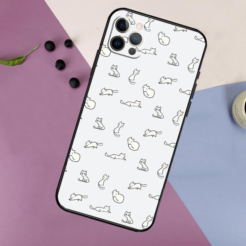 Minimalist Cats Phone Case For iPhone 16 15 11 12 13 14 Pro Max 7 8 Plus XS Max X XR Silicone Back Cover