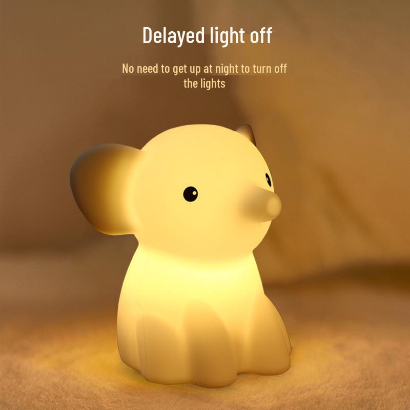 Little Elephant Silicone LED Night Light - Cute Cartoon Sleep Companion for Children's Bedrooms