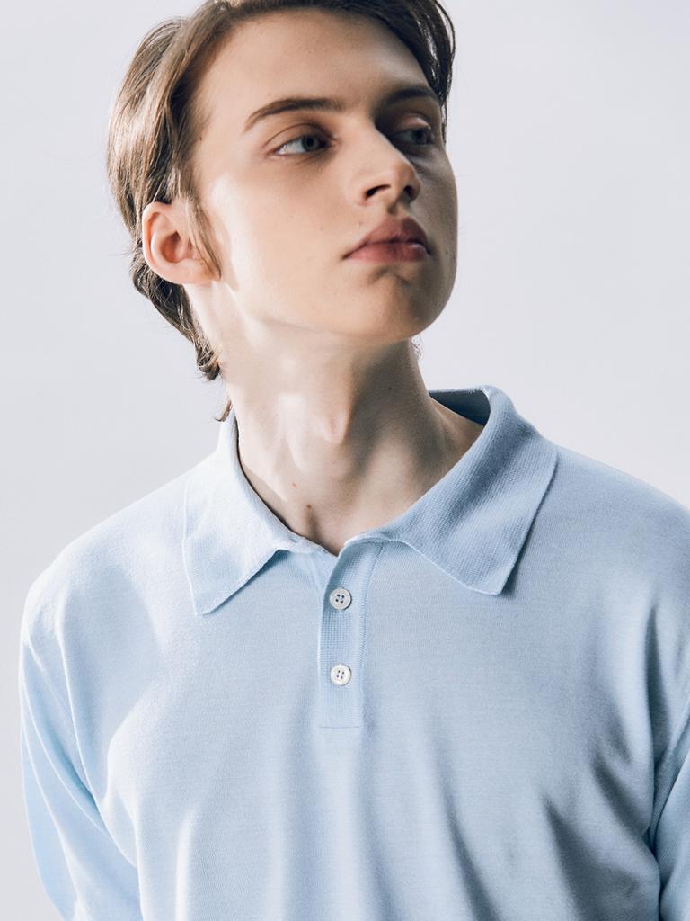 EDWARDMAX Geneva Short-Sleeve Knitwear Blue