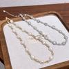 Baroque Irregular Pearl Necklace with Diamond-studded Spacer Beads, for Women Luxury Niche Clavicle Chain Versatile Gold and Silver for Your Commute