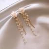 Chic French-style Camellia Crystal Tassel Earrings Party Earrings
