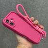 Candy Color Soft Silicone Rubber Case for iPhone 16 15 14 Plus 13 12 11 Pro Max Matte Shockproof Camera Protection Strap Cover