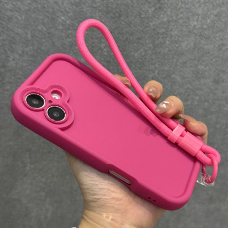 Candy Color Soft Silicone Rubber Case for iPhone 16 15 14 Plus 13 12 11 Pro Max Matte Shockproof Camera Protection Strap Cover