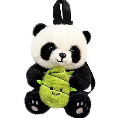 Muzhilun Canvas Panda Plush Travel Bag, Lightweight, Large Capacity, Crossbody Shoulder Bag, Cute Style, Storage Case, Unisex, A4 Size, Travel,