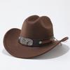 New Belt Decoration Western Cowboy Hat Retro Fashion Hat Autumn and Winter Women's Party Performance Jazz Top Hat