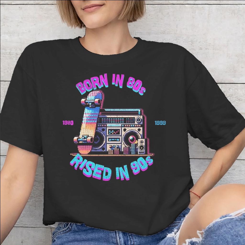 Born In The 80s Raised In The 90s Printed T Shirt Unisex Unisex Pure Cotton Tee Shirt Clothing