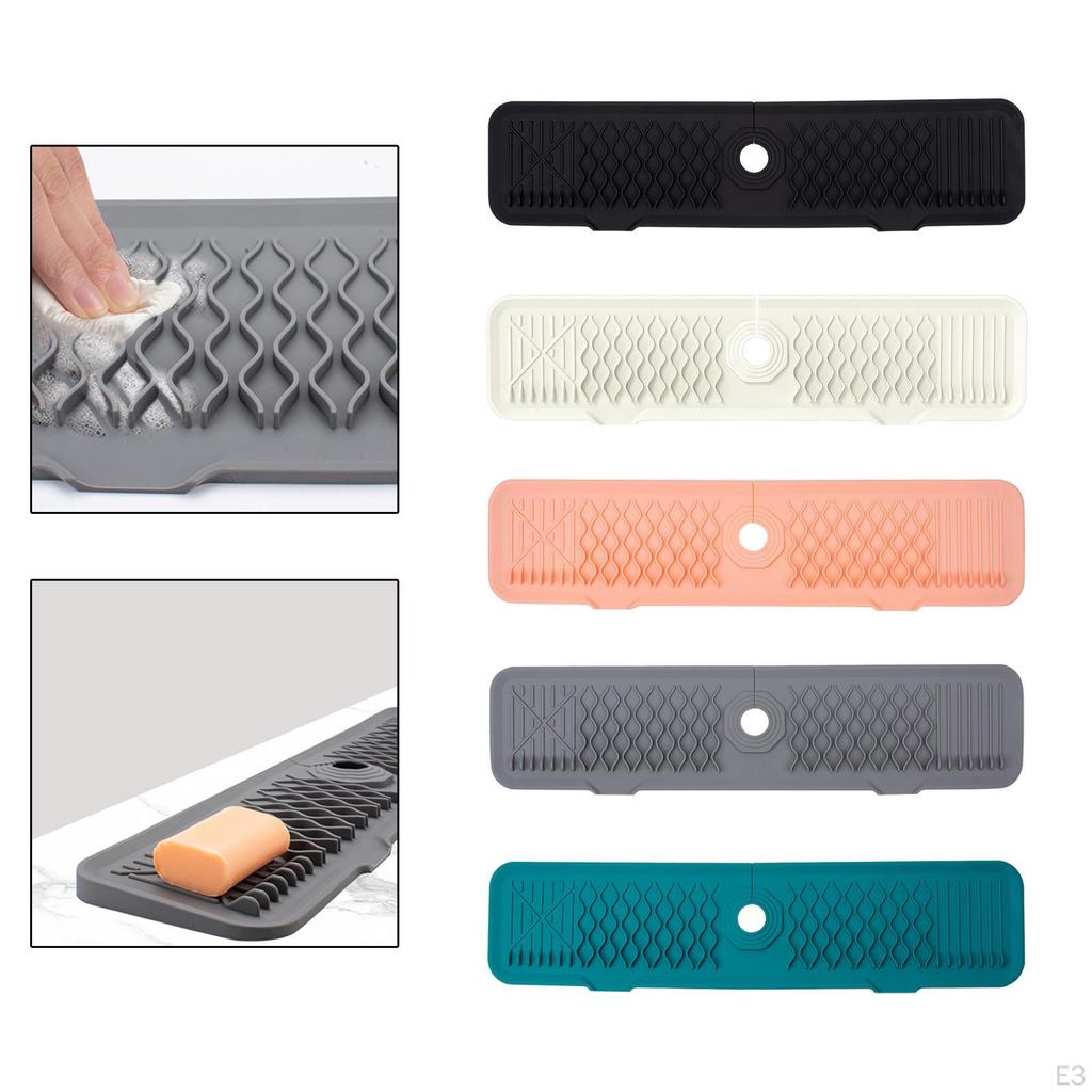 Kitchen Silicone Faucet Catcher Tray Mat Foldable Length 61cm Keep Your Countertop Dried and Clean