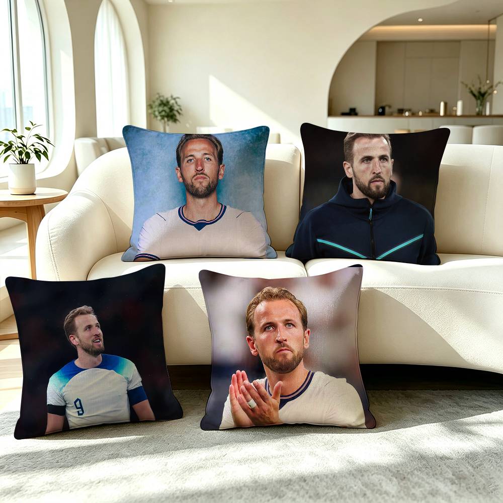 H-Harry Kane Football Player Square Double-Sided printed Pillow Case Bedroom Bedside Pillow Sofa Cushion Cover