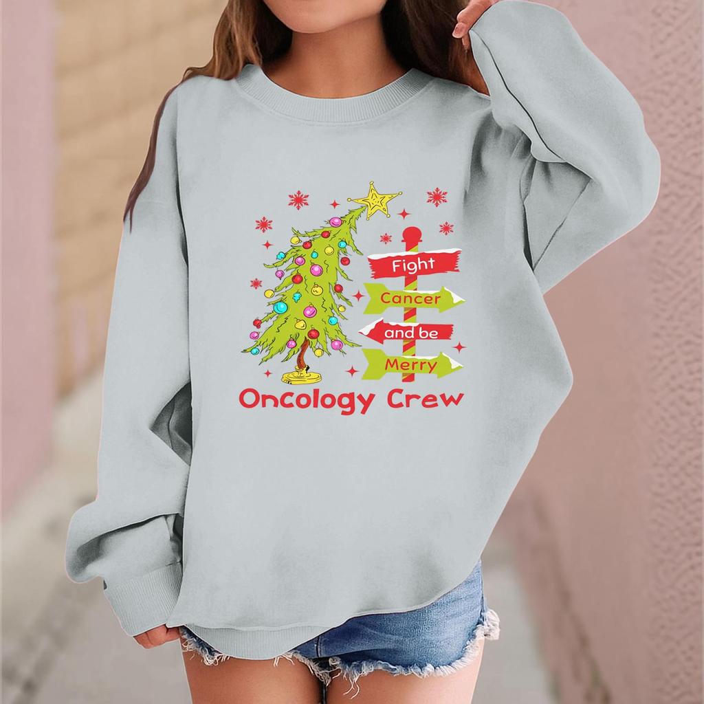 Children's Fashionable Casual Long-sleeved Loose Christmas Print Pullover Sweatshirt