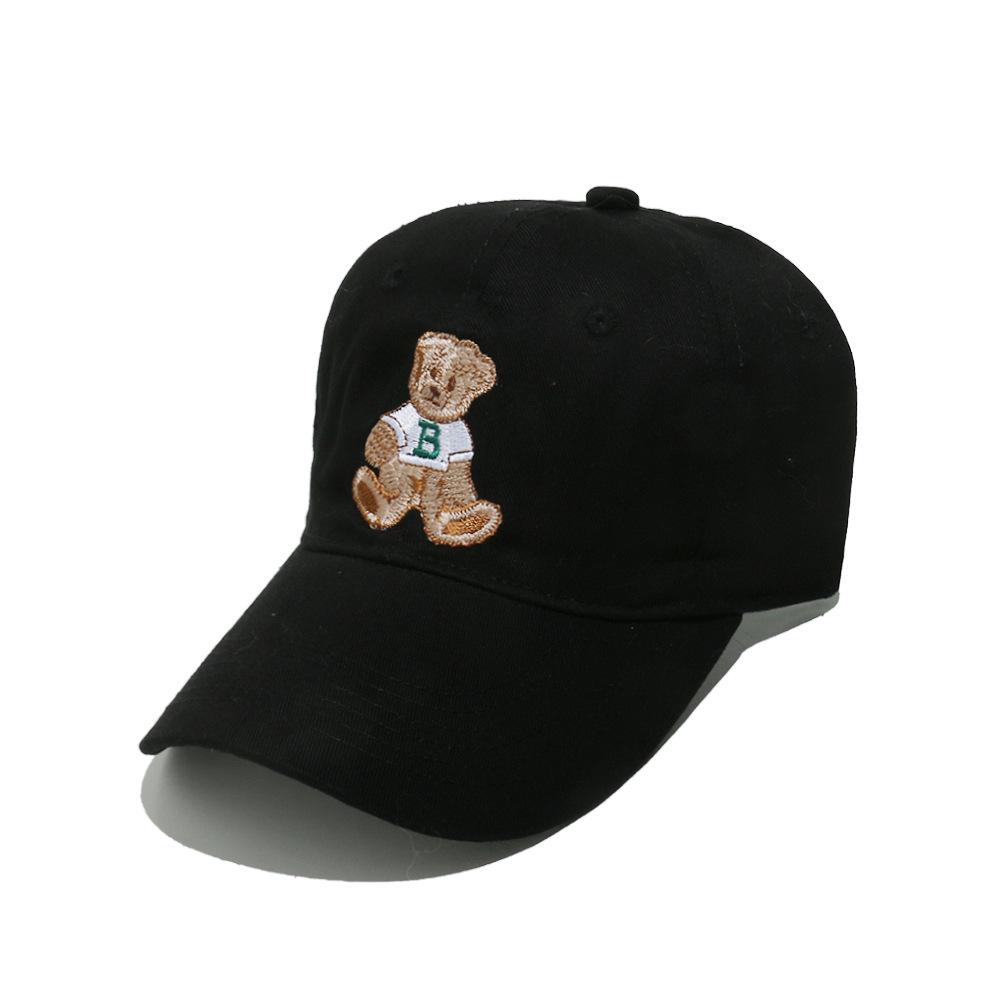 

Cartoon teddy bear embroidered baseball cap cross-border European and American cute duckbill cap suitable for men and women Adjustable чёрный
