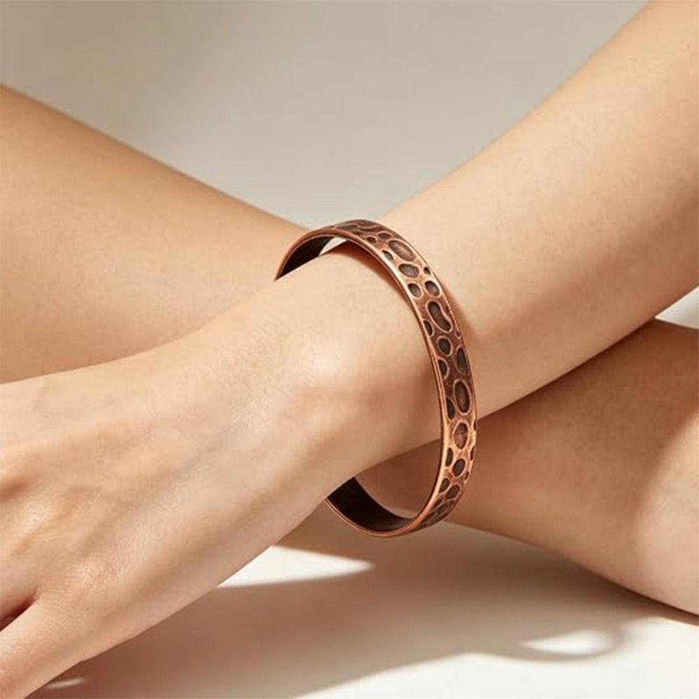 4PCs Pure Copper Cuff Bracelet Adjustable Bangle Jewelry Stylish Copper Bracelet  for Men and Women