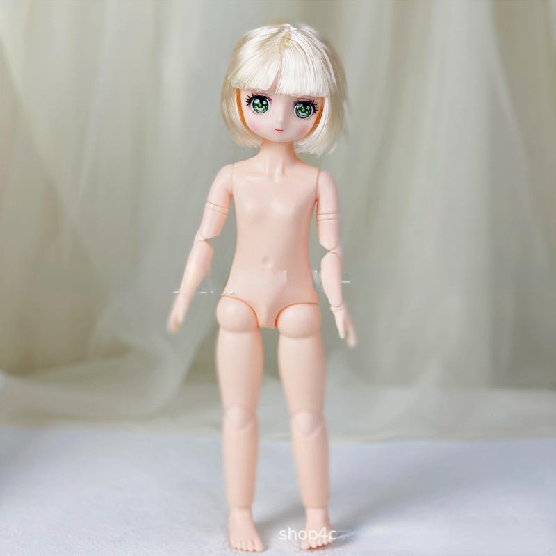 30cm 23Jointed Girl Doll Nude Body Parts Dolls With Hair Kids Toys Girl Doll