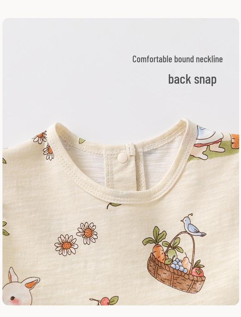 Girls' Summer Floral Cotton Princess Dress - Short-Sleeved Fashionable Outfit