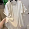 T-shirt Femme Polyvalent Été Décontracté Grande Taille Lâche Col Rond Pull Hauts à Manches Courtes