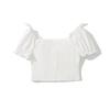 Retro Weißes Puffärmel Schnürung Cropped Top für Damen