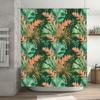 Vibrant Tropical Leaf Shower Curtain for Bathroom Decor Rustic Green Peach Floral Pattern Waterproof Fabric Size 180cm x 240cm O