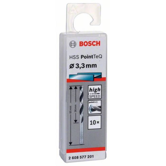 Foret - bosch - pointteq - 10 pièces - acier hss - 3.3 mm x 65 mm