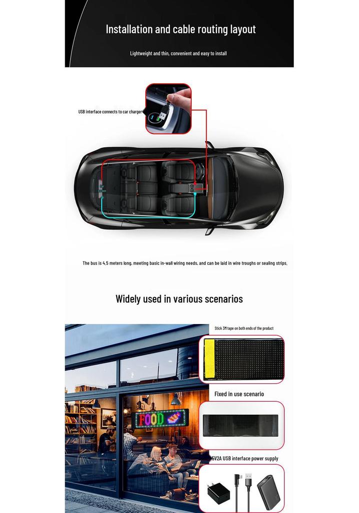 LED Bluetooth Full Color Waterproof Flexible Emoji Car Screen