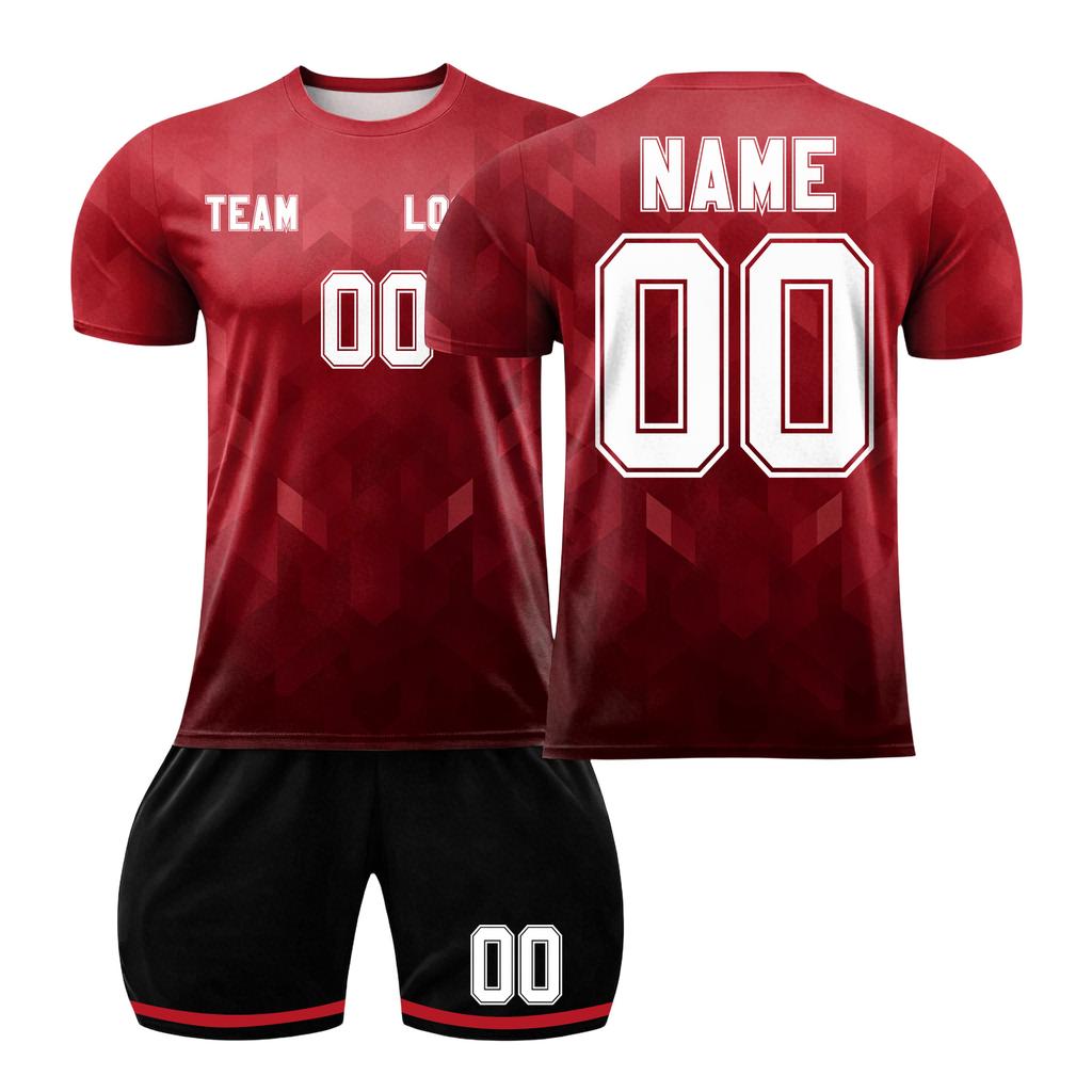 Short Sleeve Sports Jersey and Shorts Set for Men Lightweight Breathable Fabric Athletic Training Uniform for Team Sports DIY Customizable Design
