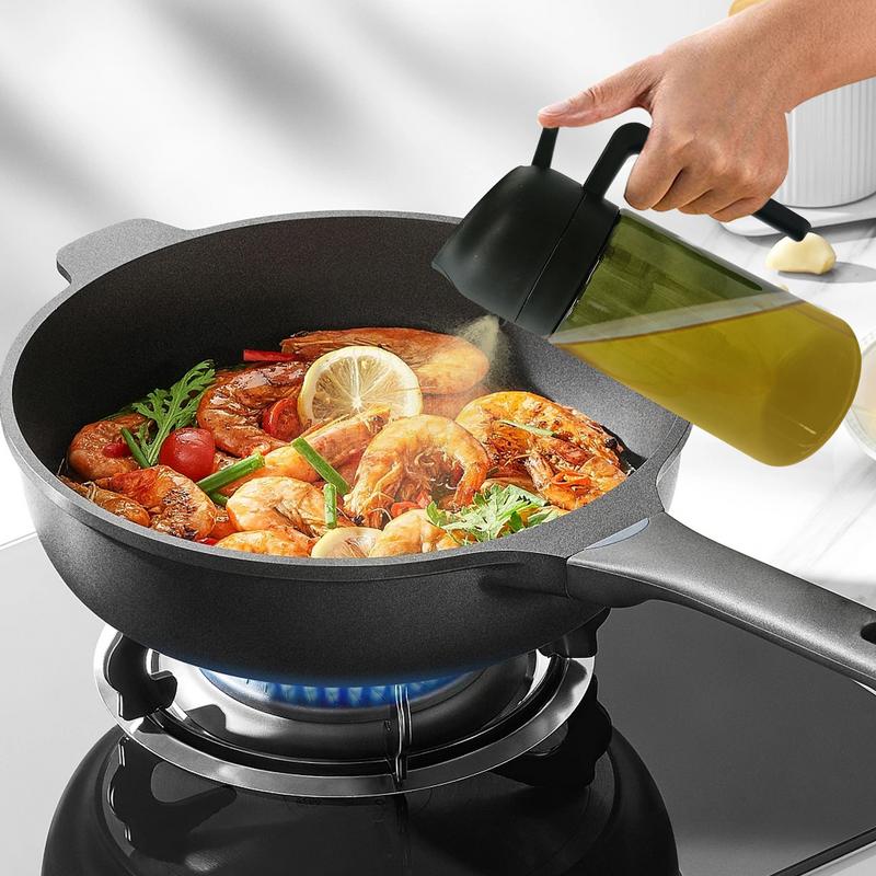 2 in1 Oil Spray Bottle 470ml Kitchen Barbecue Cooking Olive Oil Dispenser Oil Jar Baking Vinegar Soy Sauce Spray Container