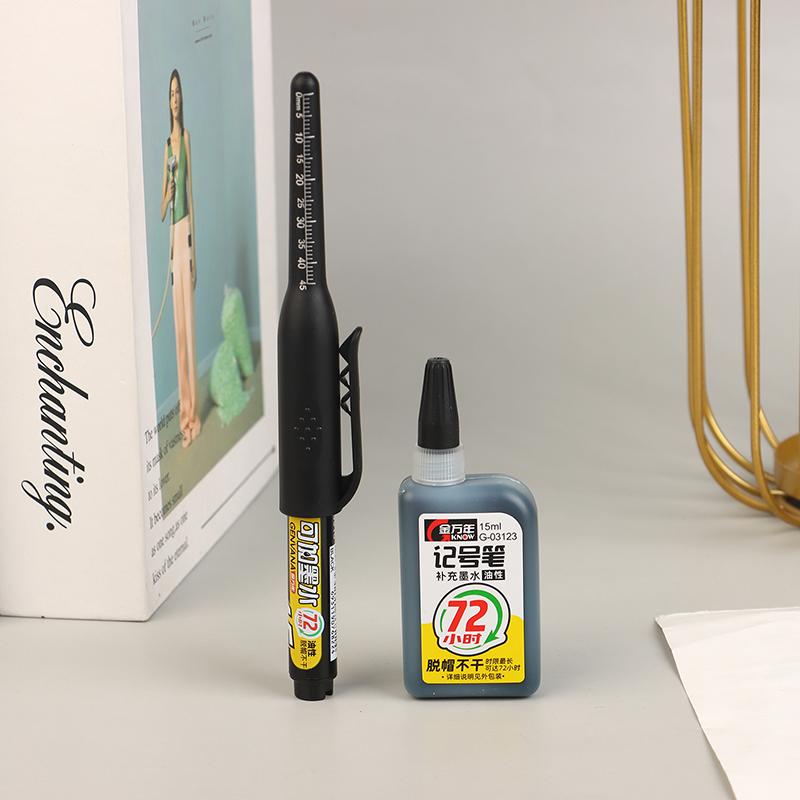 45Mm Deep Hole Marker Pens Long Nib Head Carpenter Pen Black/Blue/Red Ink Waterproof For Measuring Woodworking Hand Tools