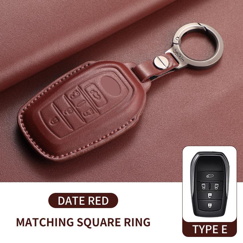 

Leather Car Smart Key Fob Cover Case For Toyota Previa Alphard Vellfire Sienna Granvia Key Protection Shell Keychain Accessories