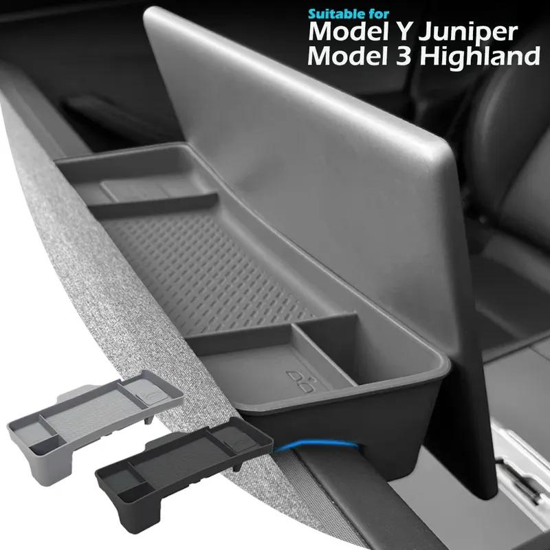 Silicone Dashboard Storage Tray For Tesla Model Y Juniper 2025 Model 3 Highland Tissue Box Center Console Screen Rear Organizer